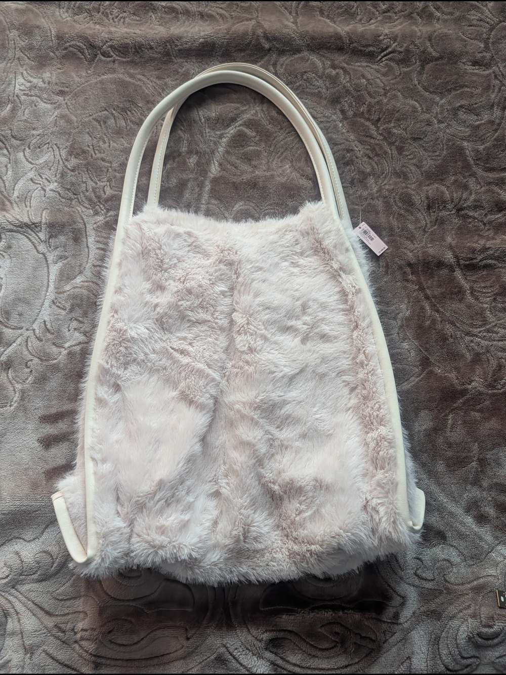 Brand New- Faux Fur Tote Bag - Cream